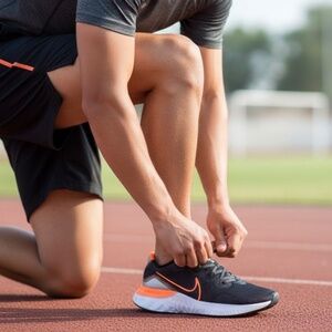 Nike RENEW RUN Black and Orange Sneakers size men's 8